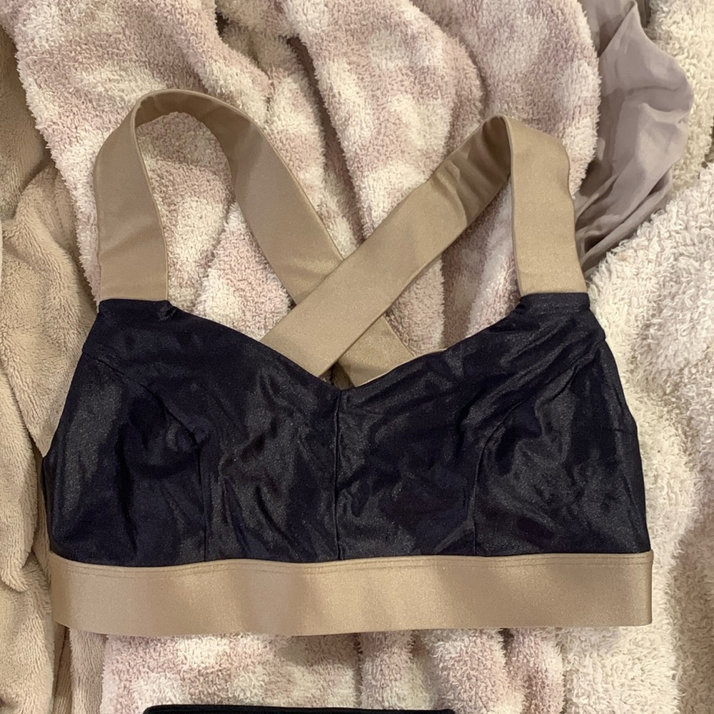 Zella black and gold sports bra